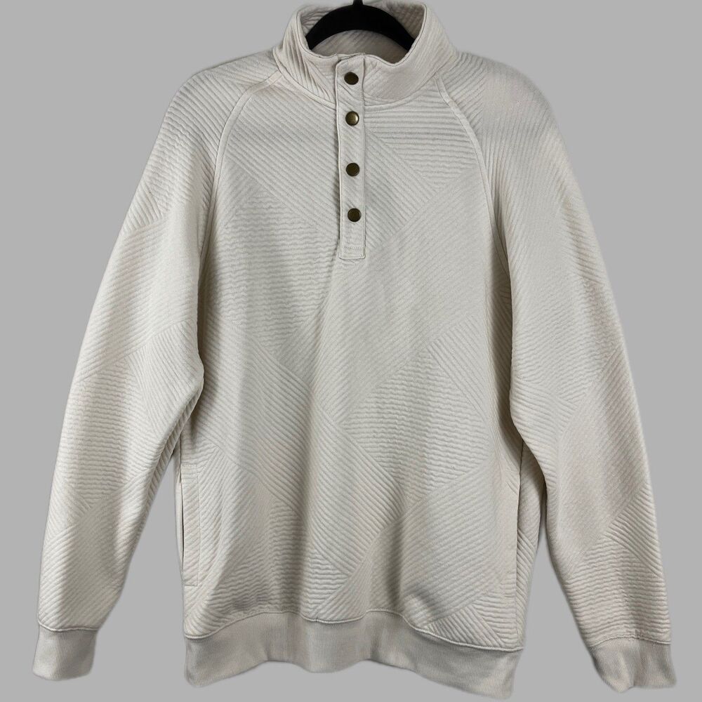 Goodfellow & Co NWT Men's Beige Textured Knit Mock Neck Button Pullover S